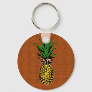 Pineapple Newsprint Key Ring
