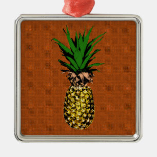 Pineapple Newsprint Metal Tree Decoration