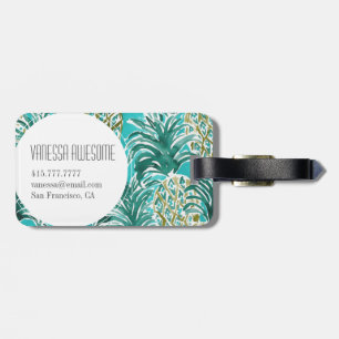 PINEAPPLE O'CLOCK Tropical Whimsical Watercolor Luggage Tag