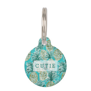 PINEAPPLE O'CLOCK Tropical Whimsical Watercolor Pet Tag