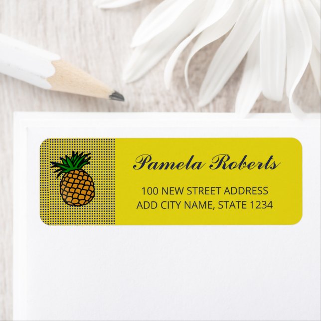 Pineapple on block pattern return address label (Insitu)