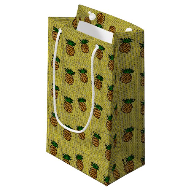 Pineapple on block pattern small gift bag (Front Angled)