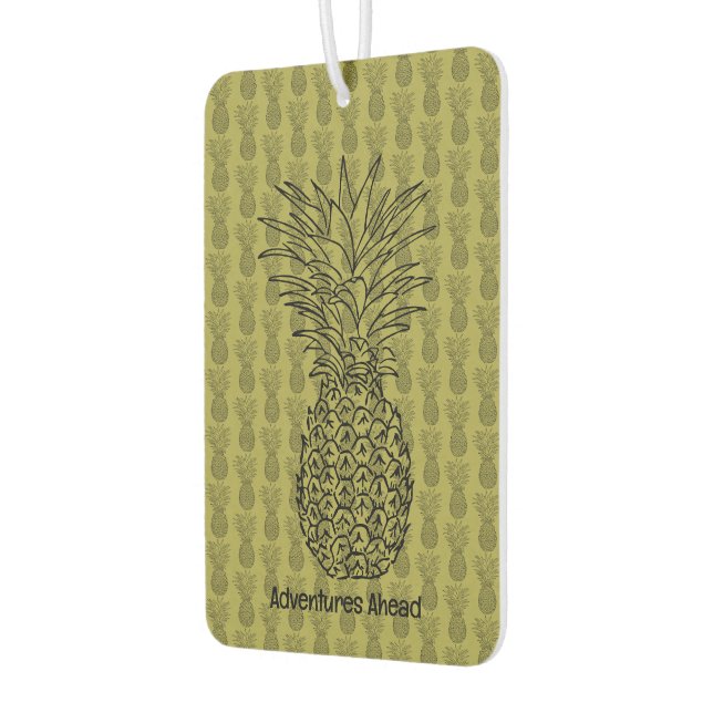 Pineapple on Green Background Pattern Car Air Freshener (Left)