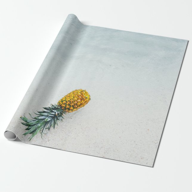 Pineapple on seashore wrapping paper (Unrolled)