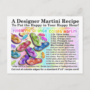 Pineapple Orange Colada Tropical Martini Recipe Postcard