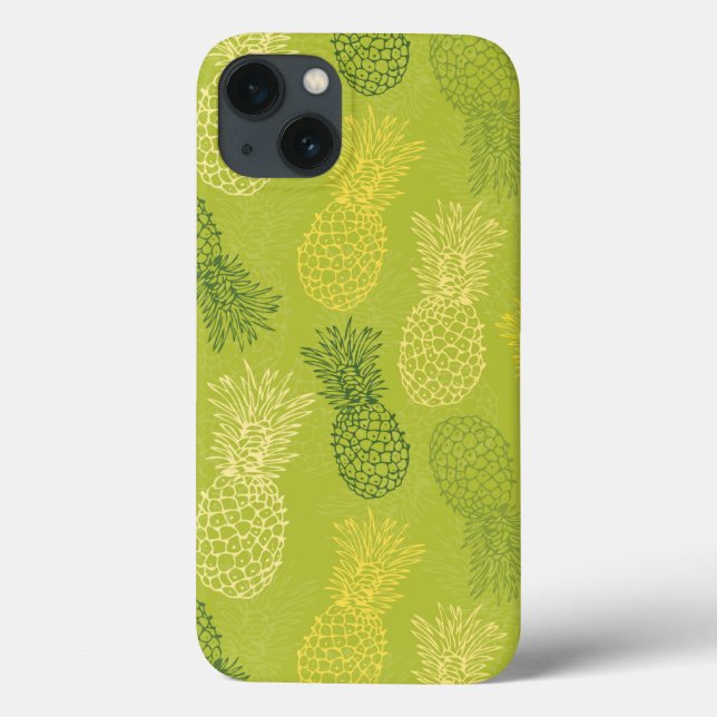 Pineapple Outline Pattern on Green Case-Mate iPhone Case (Back)