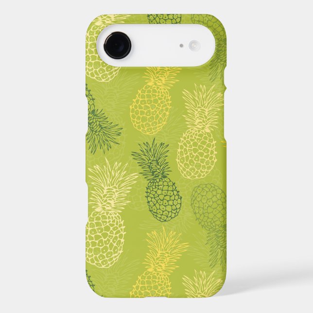 Pineapple Outline Pattern on Green Case-Mate iPhone Case (Back)