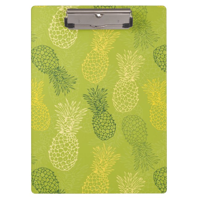 Pineapple Outline Pattern on Green Clipboard (Front)