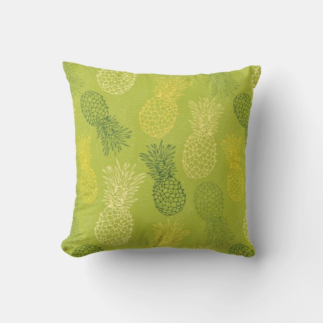 Pineapple Outline Pattern on Green Cushion (Front)
