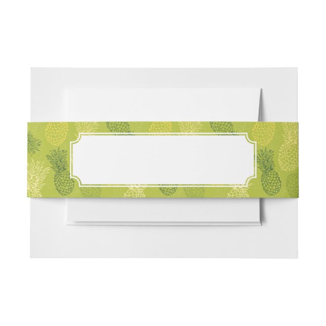 Pineapple Outline Pattern on Green Invitation Belly Band (Front Example)