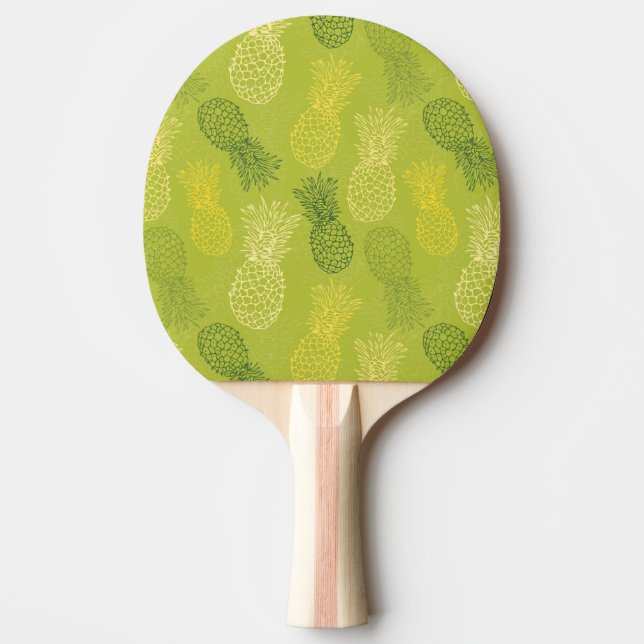 Pineapple Outline Pattern on Green Ping Pong Paddle (Front)