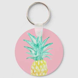 Pineapple Painting Pink Keychain