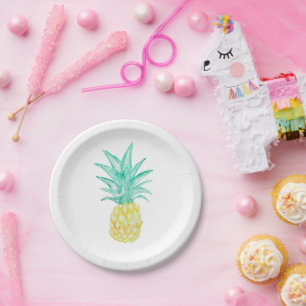 Pineapple Painting Tropical Paper Plate