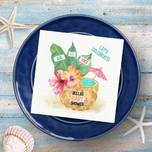 Pineapple Palm Hibiscus Tropical Beach Baby Shower Napkin