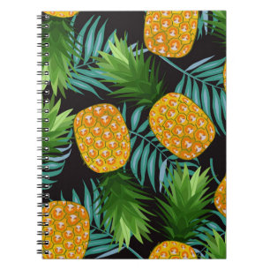 Pineapple Palms Black Tapestry Notebook