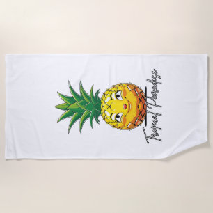 Pineapple Paradise Tropical Graphic Beach Towel