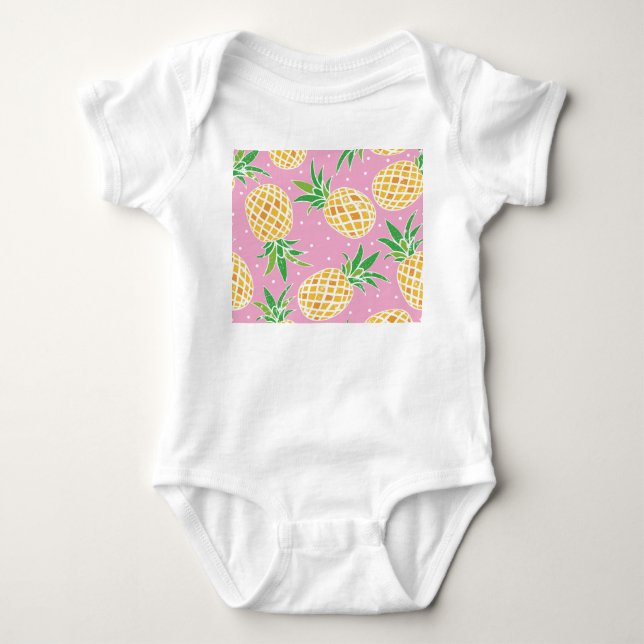 Pineapple Paradise: Tropical Pattern Baby Bodysuit (Front)