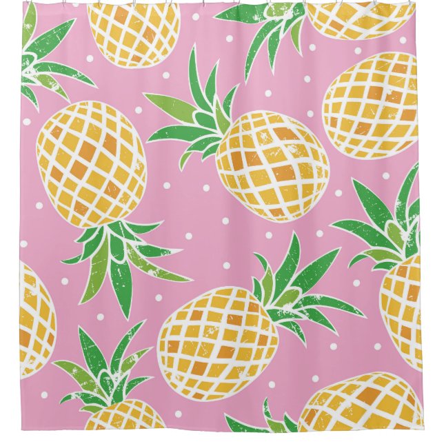 Pineapple Paradise: Tropical Pattern Shower Curtain (Front)