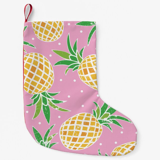 Pineapple Paradise: Tropical Pattern Small Christmas Stocking (Front)
