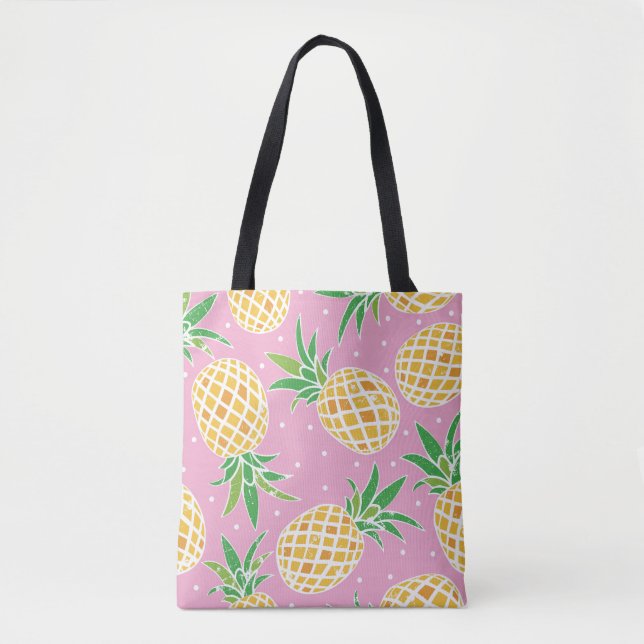 Pineapple Paradise: Tropical Pattern Tote Bag (Front)