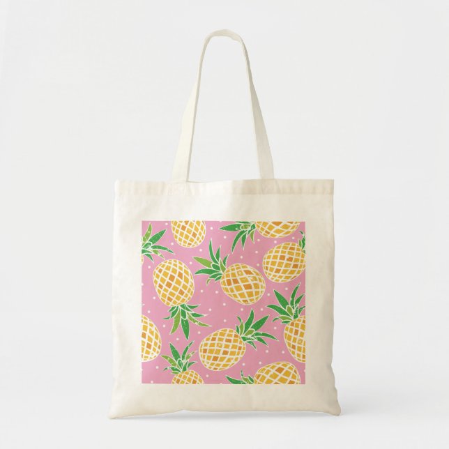 Pineapple Paradise: Tropical Pattern Tote Bag (Front)