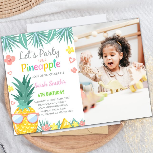 Pineapple Party Birthday Invitations with photo (Pineapple Party Birthday Invitations with photo)