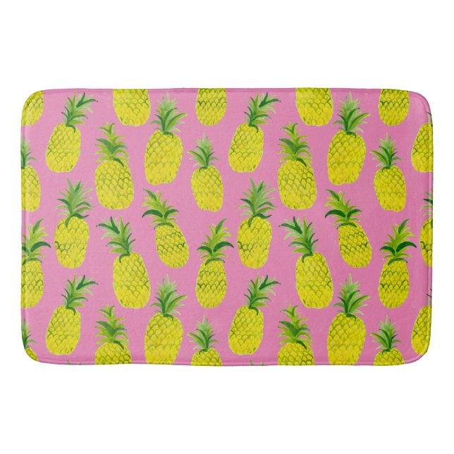 Pineapple party tropical fruity fun bath mat (Front)
