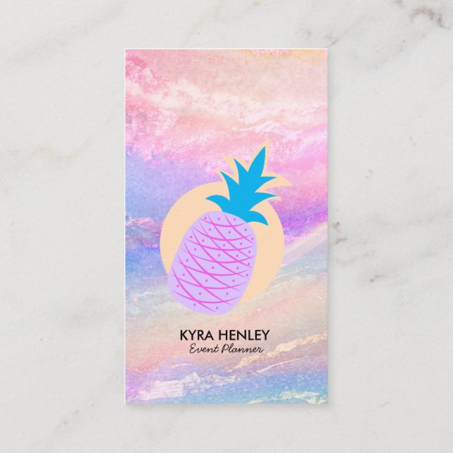 Pineapple Pastel Holographic Any Service Business  Card (Back)