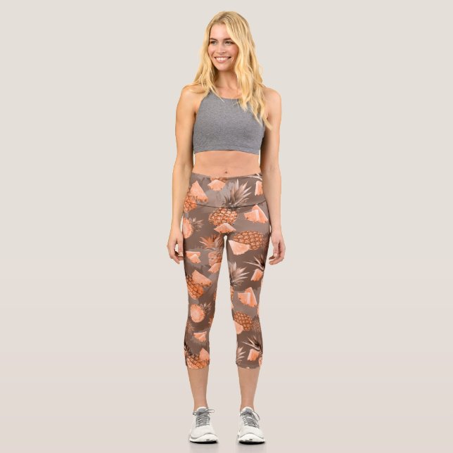 Pineapple Pattern 4 Capri Leggings (Front)