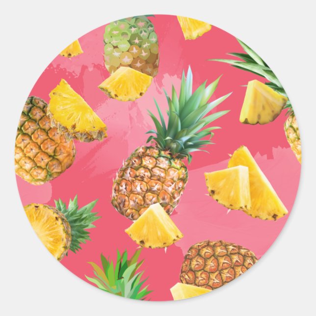 Pineapple Pattern 5 Classic Round Sticker (Front)