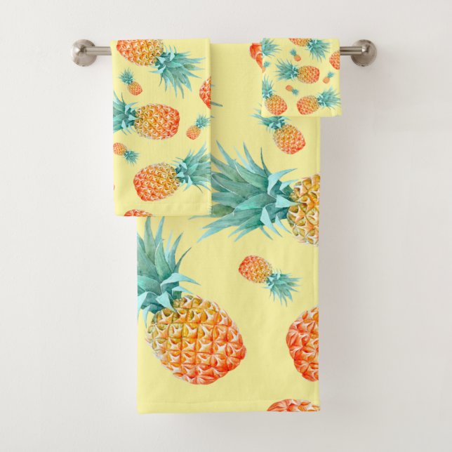 Pineapple Pattern Bath Towel Set (Insitu)