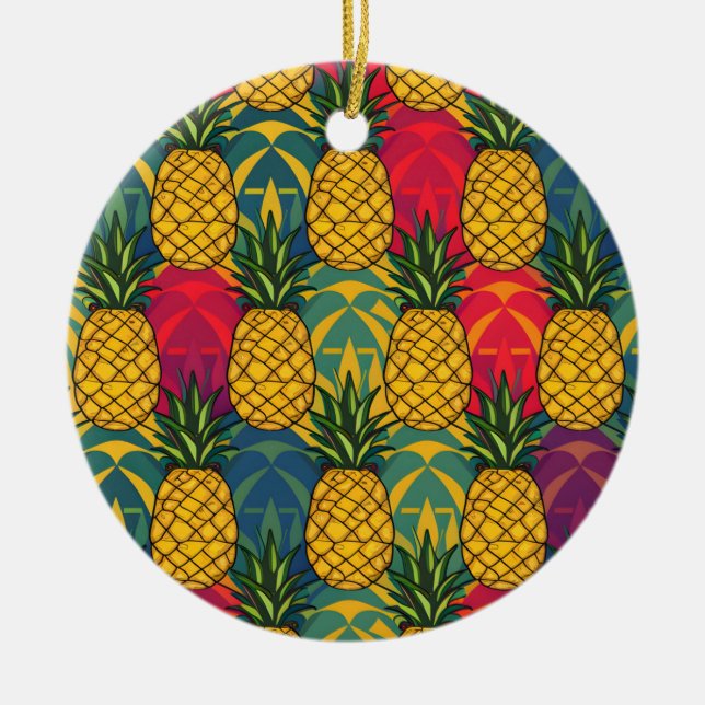 Pineapple Pattern  Ceramic Ornament (Front)