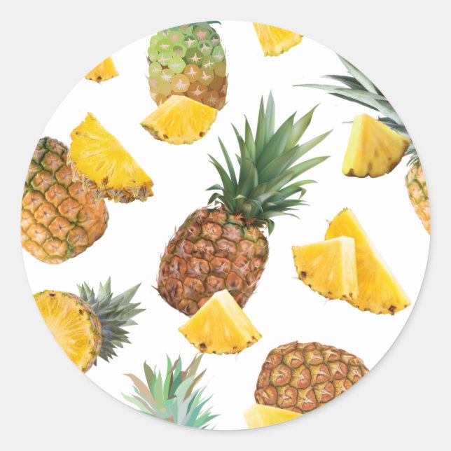 Pineapple Pattern Classic Round Sticker (Front)