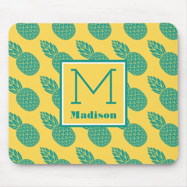 Pineapple Pattern | Monogram Mouse Pad (Front)