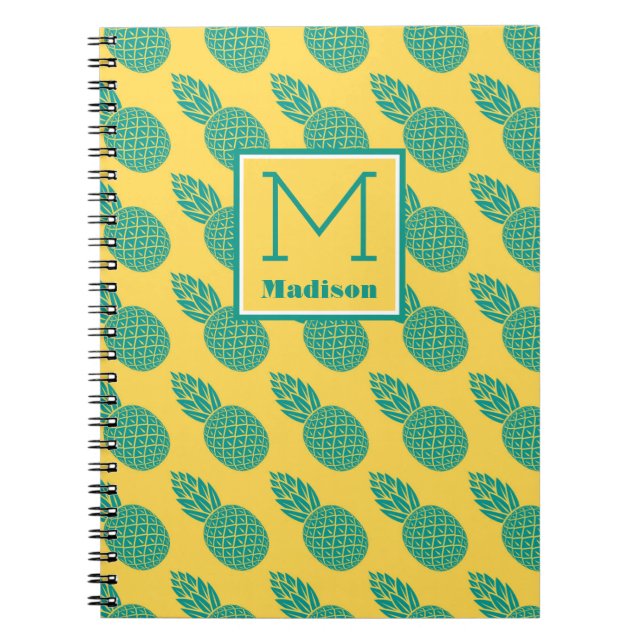 Pineapple Pattern | Monogram Notebook (Front)