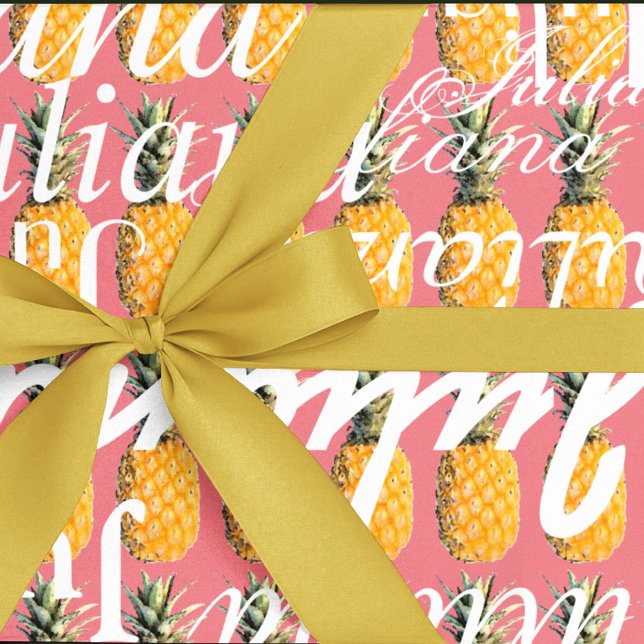 pineapple . pattern of names personalised wrapping paper (Creator Uploaded)