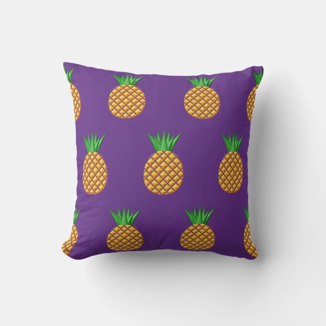 Pineapple Pattern On Purple Background Cushion (Front)