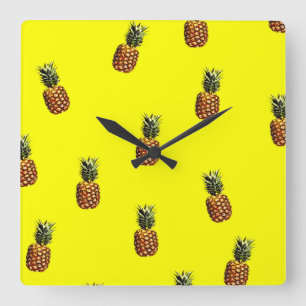 pineapple pattern square wall clock