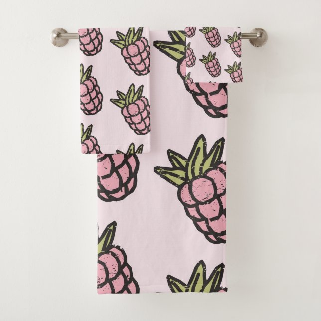 Pineapple Pattern Y2K Retro Funky Bath Towel Set (Insitu)