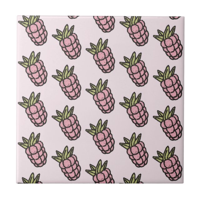 Pineapple Pattern Y2K Retro Funky Ceramic Tile (Front)