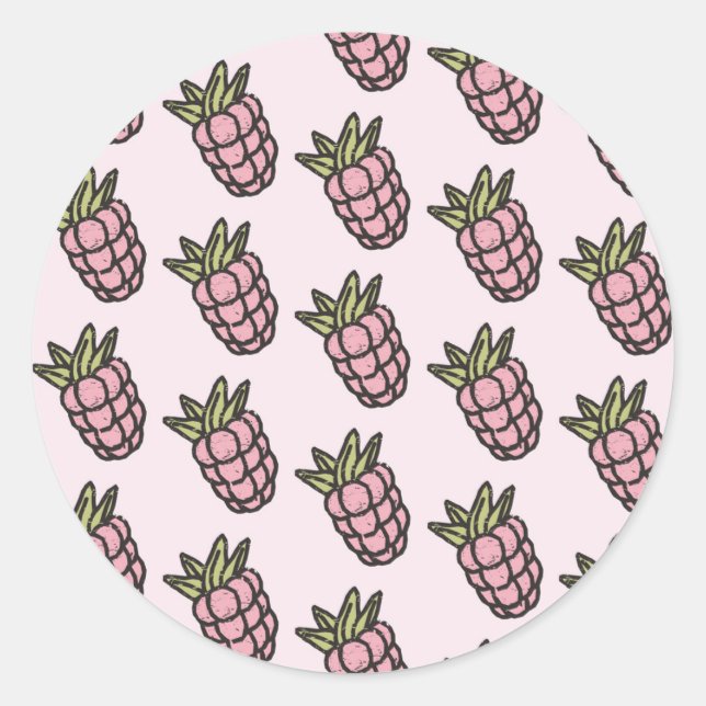 Pineapple Pattern Y2K Retro Funky Classic Round Sticker (Front)