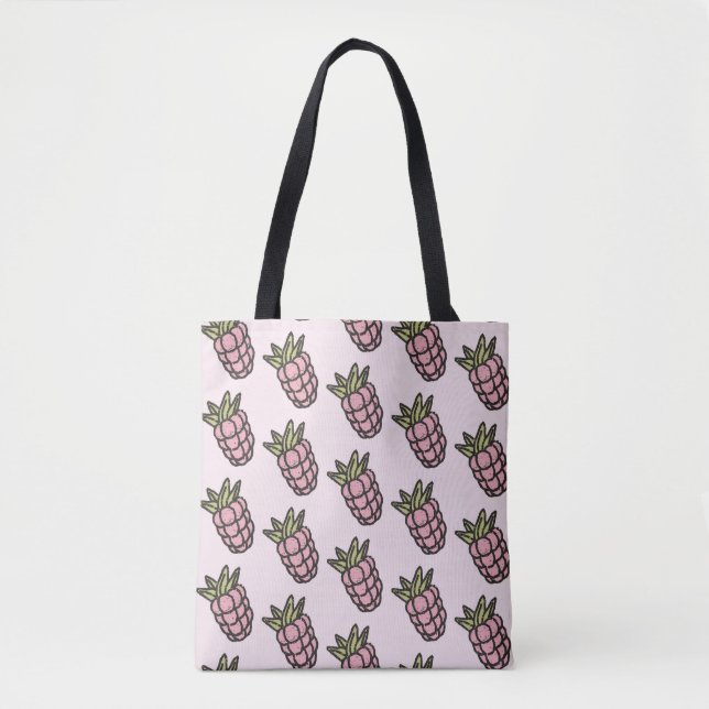 Pineapple Pattern Y2K Retro Funky Tote Bag (Front)