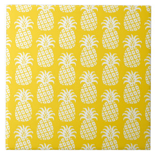 Pineapple Pattern Yellow & White Ceramic Tile