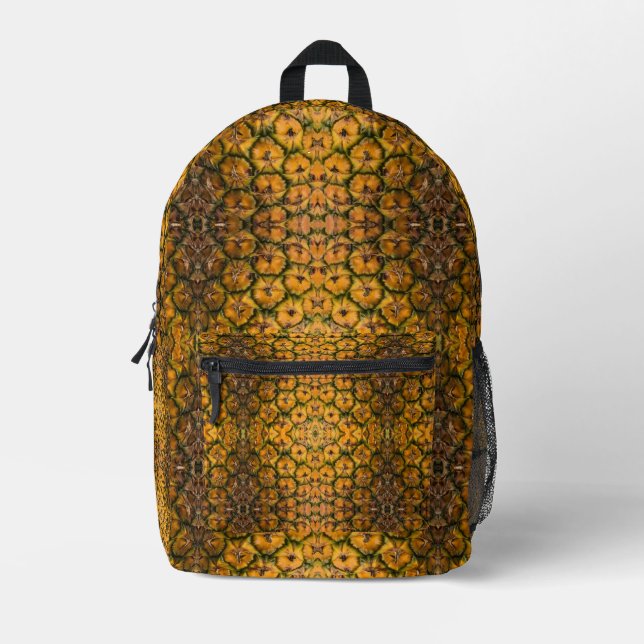 Pineapple Peel Texture Golden Pattern Printed Backpack (Front)