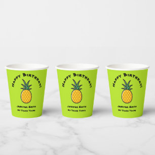 Pineapple Personalised Tropical Paper Cups Party
