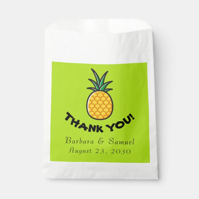 Pineapple Personalised Tropical Party Favour Bags (Front)