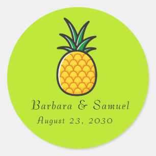 Pineapple Personalised Tropical Round Stickers