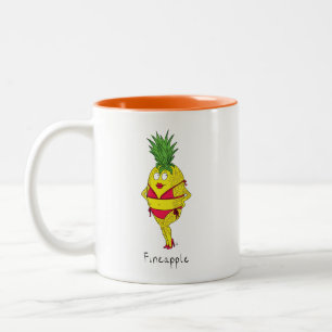 Pineapple Pin-Up Girl Funny Fruit Two-Tone Coffee Mug