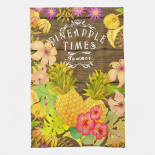 Pineapple Pine Floral Tea Towel