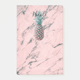 Pineapple & Pink Marble Swirl Modern Chic Trendy Post-it Notes